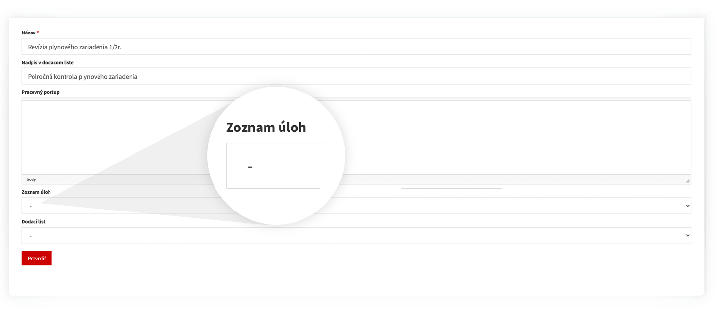 Zobrazení seznamuu úkolů při vytváření objednávky v software FOXii